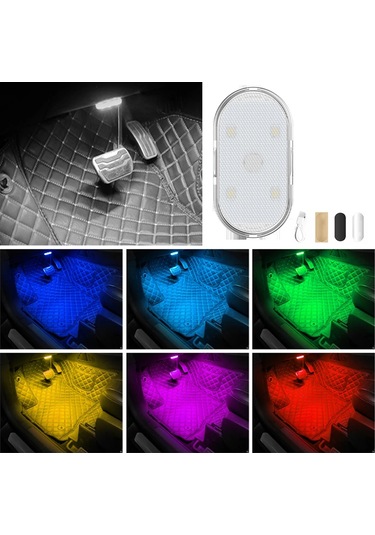 6 Led Araç İç Aydınlatma Kapı Dokunmatik Sensör Atmosfer Usb Şarj Edilebilir Manyetik Kablosuz 5v Araç