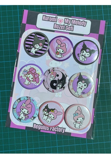 Kuromi & My Melody Rozet Seti 9 Adet 44mm