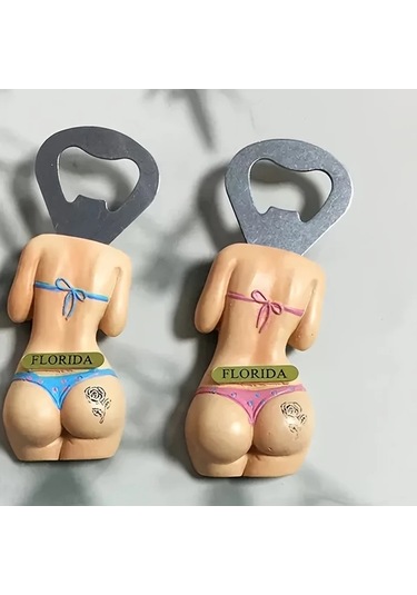 Primepickings Mavi Pembe 3d Bikini Desenli Paslanmaz Çelik Seyahat Bardağı Ve Şişe Açacağı Mavi+pembe