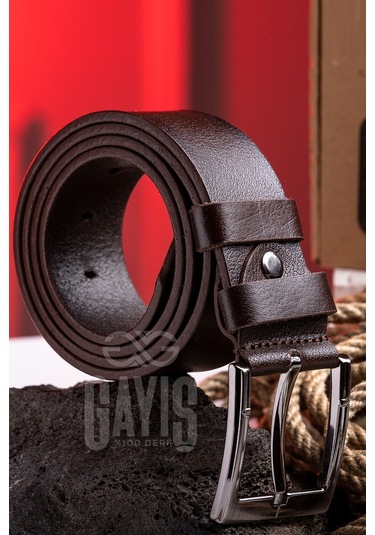 Özel Oval Kutulu Hakiki Manda Derisi Kahverengi Erkek Kot Kemeri Çeyizlik Kemer Kahverengi