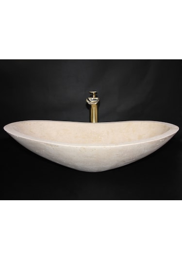 Traverten Elips Kayık Lavabo