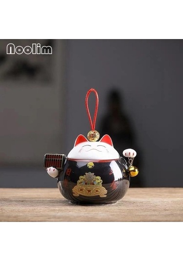 Pazly Şanslı Sevimli Kedi Çay Caddy Seramik Mühürlü Seyahat Kavanoz Depolama Taşınabilir Baharat Kutusu 11.4x8.8x8.3cm A Diğer