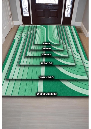 Homshtag Soyut Yeşil Oturma Odası Halısı Mid-century Modern Halı Çok Renkli