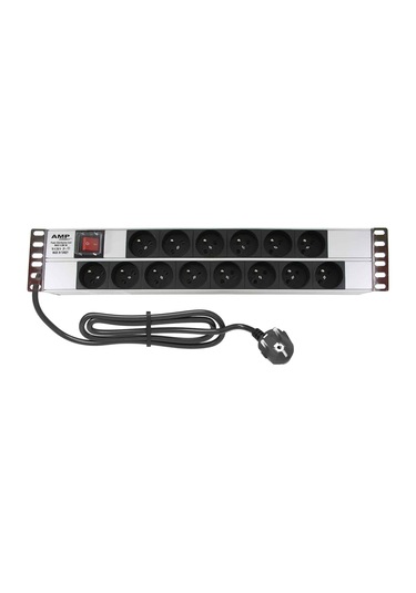 Amp Connect 19" 2u 14 Ups / Fransız Soketli Işıklı On/off Anahtarlı Alüminyum Kabin Prizi Pdu