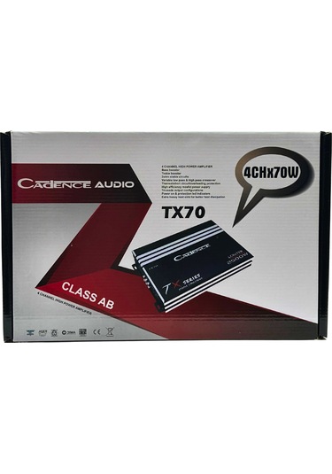 Tx-70 Serisi Class Ab 4ch X 70w 2500w 4 Kanal Oto Amfi Ses Sistemi Uyumlu Cadence