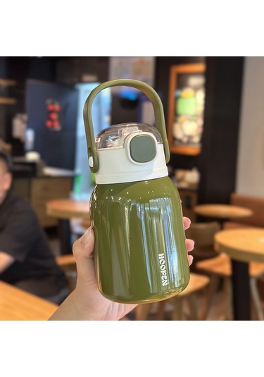 Jian Fan Paslanmaz Çelik Termos Fincan Saman Göbek Fincan Yil Yeşil