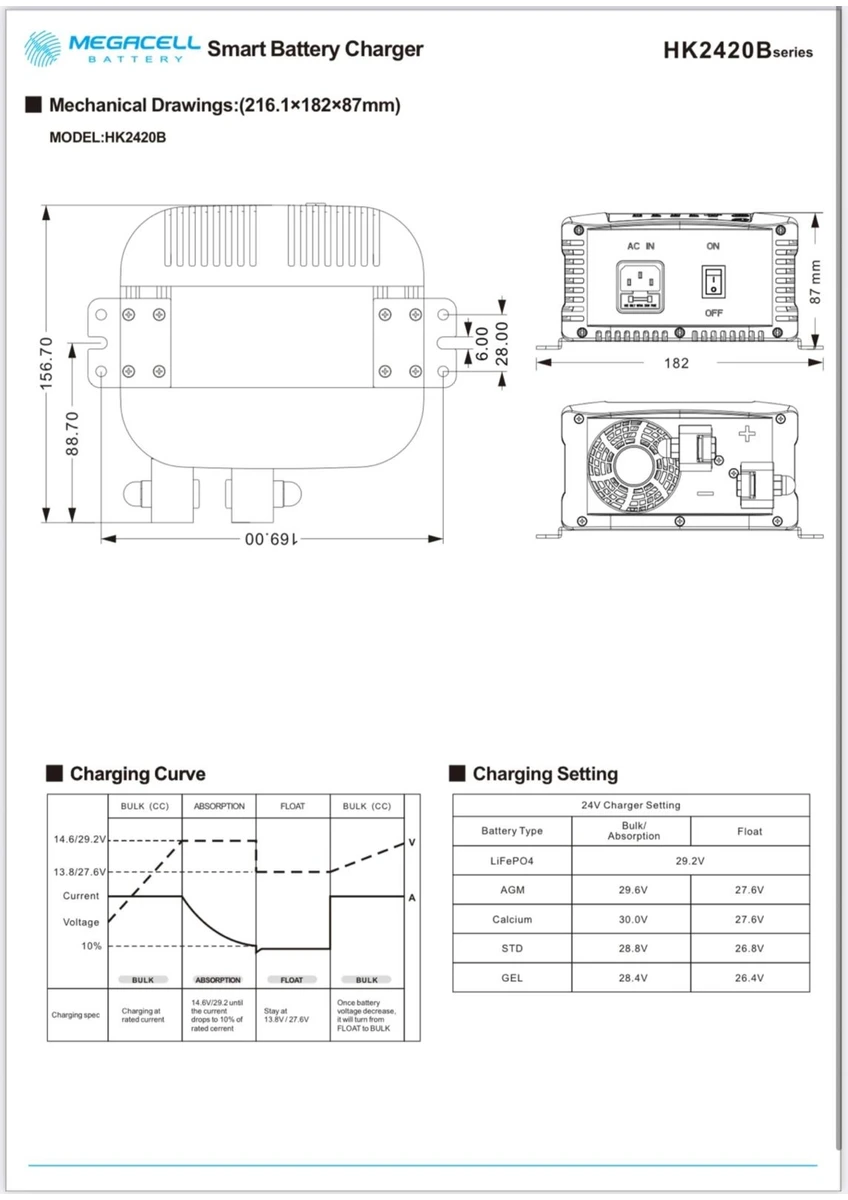 Megacell 12v 40 Ah Akıllı Lifepo4 Şarj Cihazı