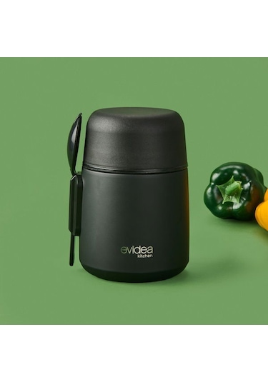 Evidea Kitchen Yemek Termosu - Siyah - 500 Ml Siyah