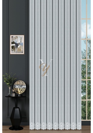 2506-1 Etek Tül Perde V-fikse Ekru