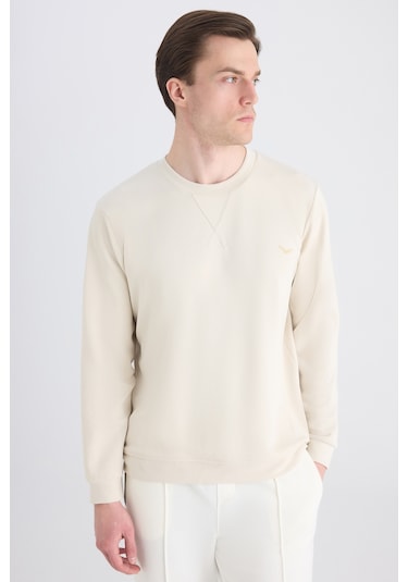 D'S Damat Ds Damat Regular Fit Bej Düz Sweatshirt 5hce26172205m