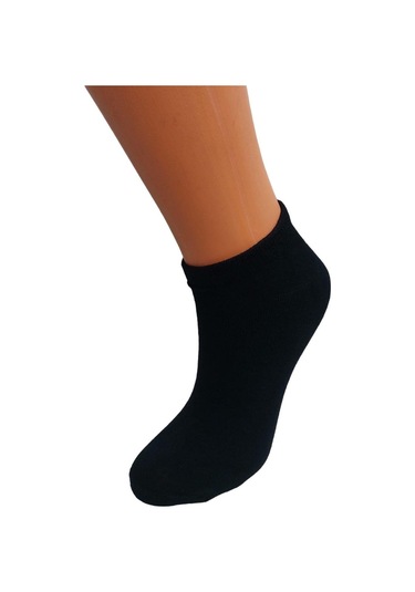 6'lı Kaliteli Kadın Bambu Patik Çorap 36-40-siyah Siyah