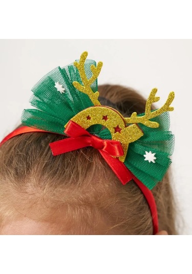 Kız Çocuk Joy Baskılı Tüllü Yıllbaşı Elbisesi Nbk-24908 Yeşil