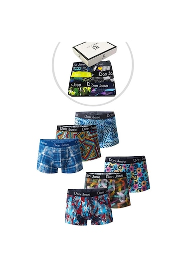 Josejuan 6'Lı Erkek Boxer Baskılı Koton Likralı 54502 - M