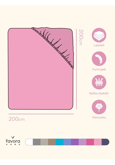 Favora Battal Boy Lastikli Penye Çarşaf - Pudra