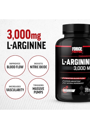 Force Factor L-arginine Nitric Oxide 3000mg, 3g, 150 Capsules