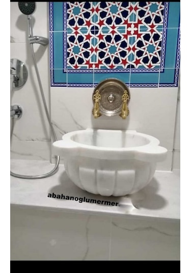 Mermer Banyo Kurnası Beyaz