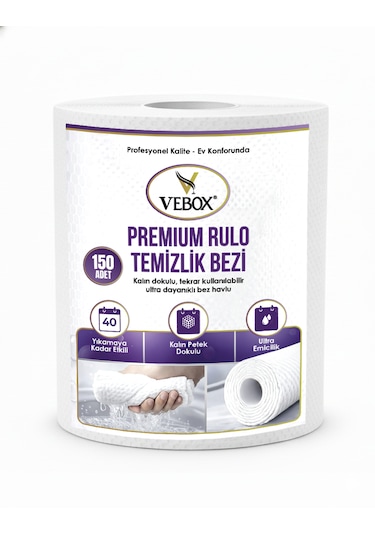 Mega Dev Rulo Temizlik Bezi Toz Bezi Süper Dayanıklı Kullan At 150 Adet Bez Çok Amaçlı Beyaz