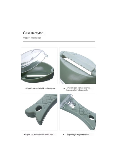 Manuel Balık Pulu Planya Ev Balık Pulu Kazıyıcı Artefakt Mavi