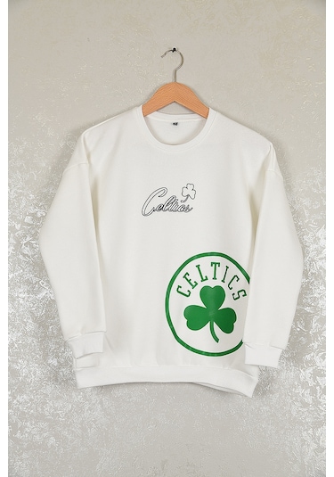 Çocuk Boston Celtic Oversize Baskılı Pamuklu Uzun Kollu Bisiklet
