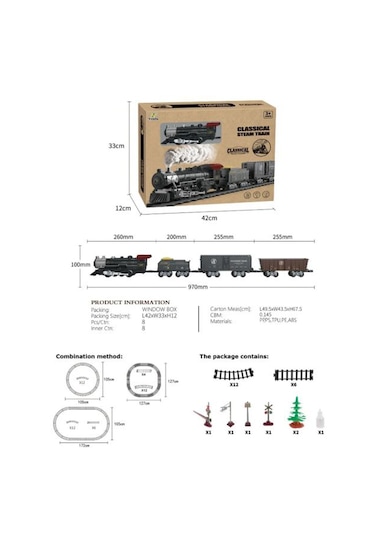 Tren Işıklı Sesli Buharlı Oyuncak 1987 Tren Klasik 28 Parça