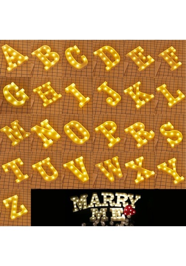 Novahub Alfabe Led Işık Tabela Ayaklı Harfli Tabela Ampullü Gece Lambası Doğum Günü Noel Düğün Ev Partisi Bar Dekoru Diğer