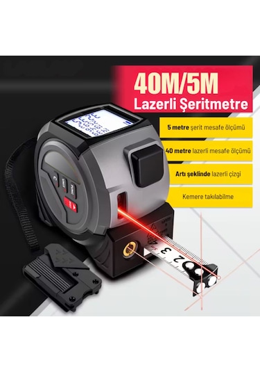 Texta Tp40 Lazer Mesafe Ölçerli Şerit Metre 40m + 5m