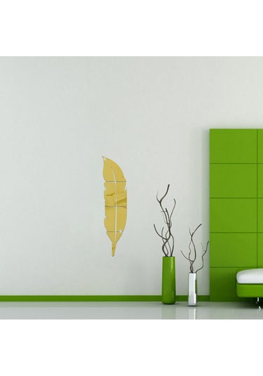 Moveevo "kendin Yap Çocuk Odası Dekoratif Ayna Sticker - 6 Parça Yapışkan Tüy Desenli" Altın