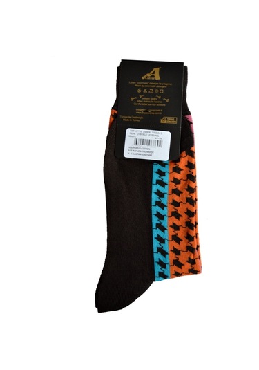 A Classe 3 Renkli Kazayağı Desenli Erkek Çorap Kahverengi