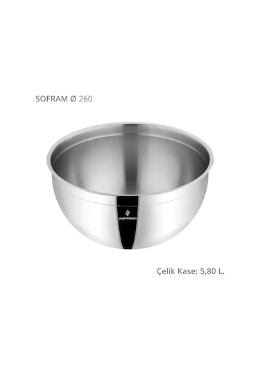 Sofram Çelik Derin Karıştırma Kabı Kase 26 Cm 5,80 Litre