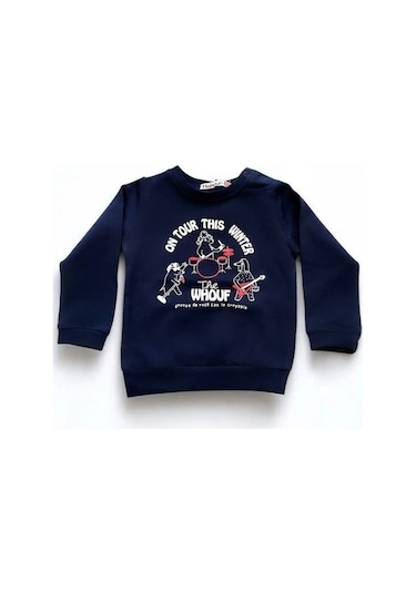 Cantoy Erkek Bebek Winter Yazılı Pamuklu Sweatshirt-14658 Lacivert