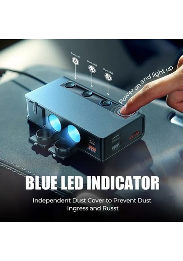 Xuweiwei Tr-55d 7si 1 Arada Araç Fiş Bölücü 180w Araç Şarj Cihazı Çift Pd Qc3 0 Hızlı Şarj 12v 24v İphone Uyumlu 16 15 14 Kamyon Kamp Tüm Cihazlar