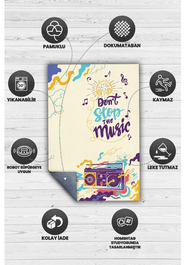 Homshtag Çok Renkli Müzik Halısı Renkli Dekoratif Parti Halısı Çok Renkli