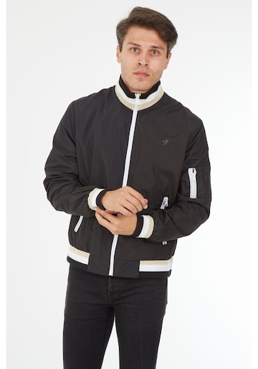 Sposo 1081 Çift Taraflı Dar Kalıp Siyah-Bej Erkek Yazlık Mont Siyah - Bej