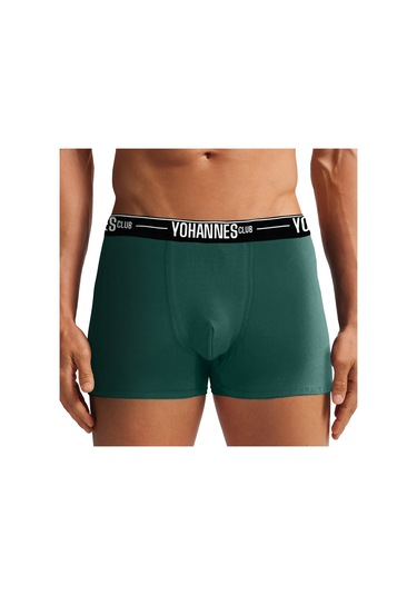 Yohannes Club, Erkek Özel Bölmeli Pamuklu Boxer, Renk Seçenekli, Tekli Paket Yeşil