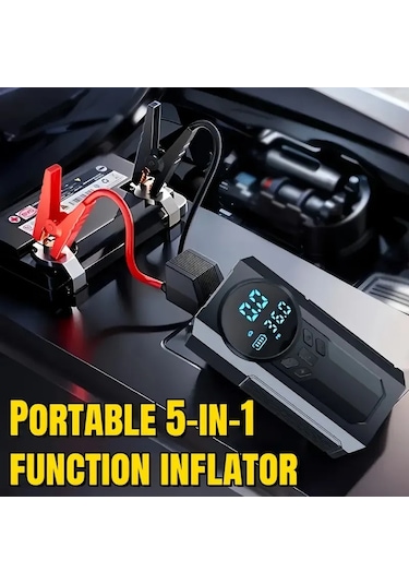 4 Ü 1 Arada Lastik Şişirici Akü Takviyesi Powerbank Led Işık 5250