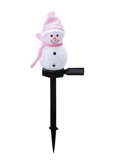 Dancemonkey Güneş Enerjili Snowman Lambalar, Noel Bahçe Dekoru, Dış Mekan Çim Yolu Aydınlatma Pembe