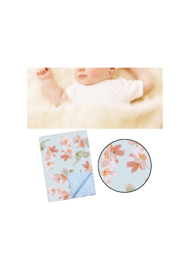 Dolıty Pusetler Için Yumuşak Bebek Battaniye Mavi-çiçek Mavi Çiçek Mavi