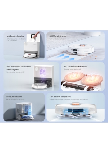 Lydsto W2 Lite 8000 Pa Sterilizasyonlu Su & Toz Toplama Üniteli Akıllı Robot Süpürge