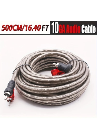 Hightower Gri 5m 10ga Rca Ses Kablosu Yüksek Kalite Bakır Ses Sistemi Amplifikatör
