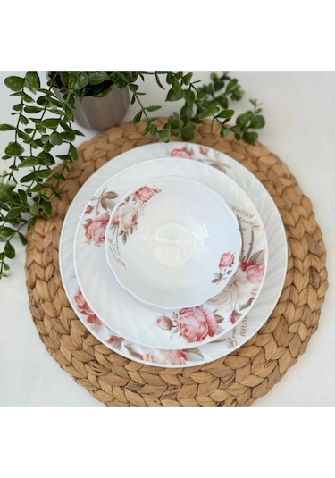 24 Parça Opal Yemek Takımı 6 Kişilik Beyaz