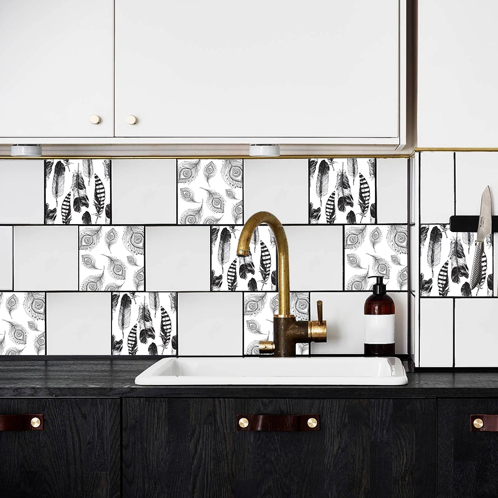 Hombey Mediterranean Tarzı Otomatik Yapışkan Mermer Sticker 20x20cm 10 Adet - Duvar Dekorasyonu, Kolay Kurulum, Geride Kalıntı Yok Diğer