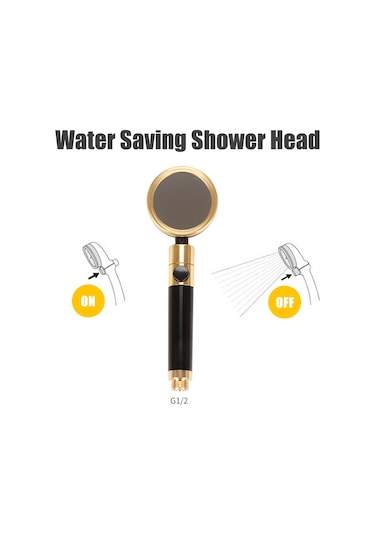 Konesam Siyah Altın Uzay Alüminyum Ş手持 Duş Başlığı - 360 Döner, Suyu Durdurma Anahtarı, Otomatik Temizlenir Uçlar, G1/2 Bağlantı, Su Tasarrufu Ve Basınç Artırıcı Siyah