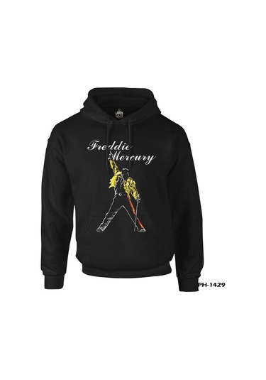 Freddie Mercury - King Of Queen Siyah Erkek Fermuarsız Kapşonlu