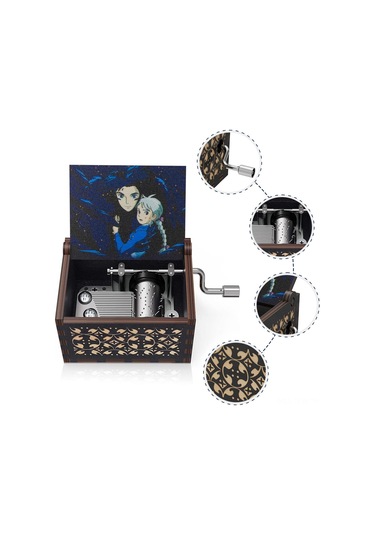 Tenfowee "howl In Yürüyen Şatosu El Kurgulu Müzik Kutusu Merry Go Round Melodisi İle Özel Hediye Siyah Şato " Siyah 2