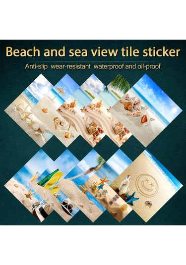 Plaj Manzarası Kabuk Fayans Etiket Mutfak Dolap Lavabo Duvar Çıkartmaları Ev Dekor Kendinde Su Geçirmez Duvar Sticker Dğ. 56761769 Diğer