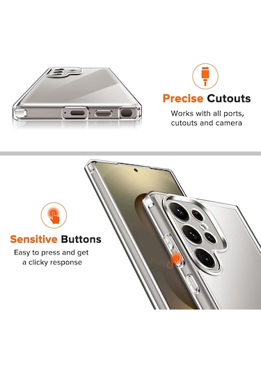 Samsung Galaxy S25 Ultra Uyumlu Kılıf Şeffaf Silikon +ekran Koruyucu Cam