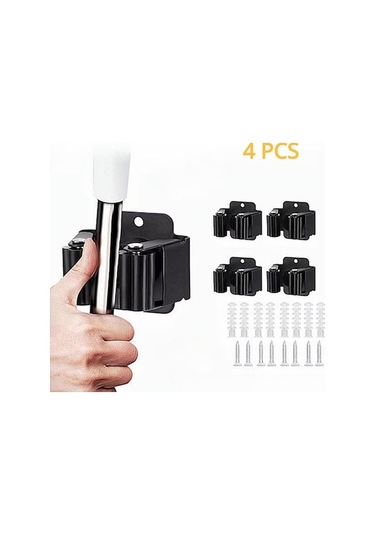 Novahub 1/4/6/12/18 Adet Çok Amaçlı Kancalar Duvara Monte Paspas Organizatör Süpürge Tutucu Raf Askısı Su Geçirmez Banyo Güçlü Kanca 4 Siyah Siyah