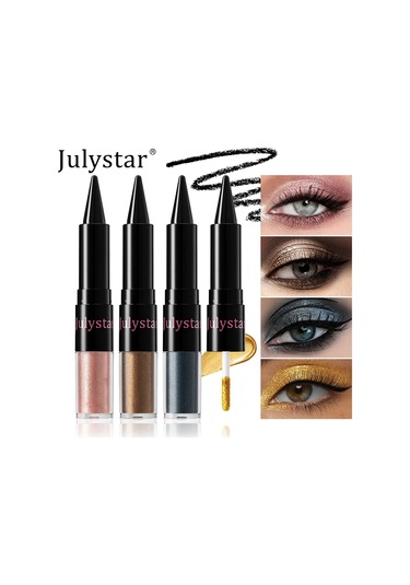 Dumanlı Sedefli Yeşil Likit Göz Farı 2'si 1 Arada Glitter Metalik Göz Farı 02 4.2g 01