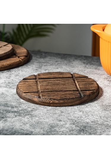 Suntek Mutfak Ahşap Sıcak Ped Bardak 18,9cmx18,9cmx1cm-yuvarlak