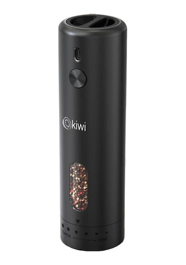 Kiwi Kspg-4851 Şarjlı Tuz Karabiber Değirmeni Otomatik Baharat Öğütücü Siyah